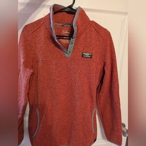 L.L. Bean Quarter Button Pull Over - Heathered Red - S